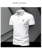 Summer men's POLO shirt fashionable ice silk quick drying short sleeved T-shirt solid color loose fitting business collar top