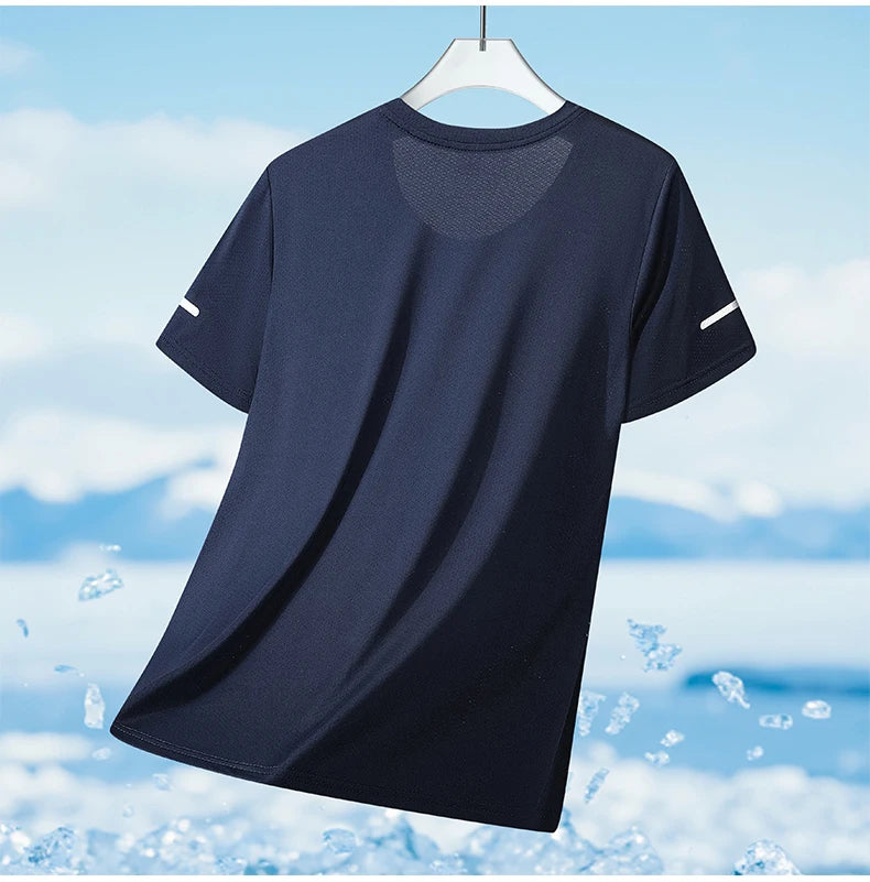 CHRLCK Men's Hiking Quick Drying T-shirts Breathable Running Fishing Tees Soft Elasticity Outdoor Sports Short Shirt Summer