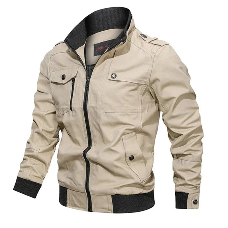 2023 new Pilot Bomber Jacket Coats Mens Cotton Cargo Jackets With Zipper Pockets Retro Casual Work Jacket Male Clothing Outwear