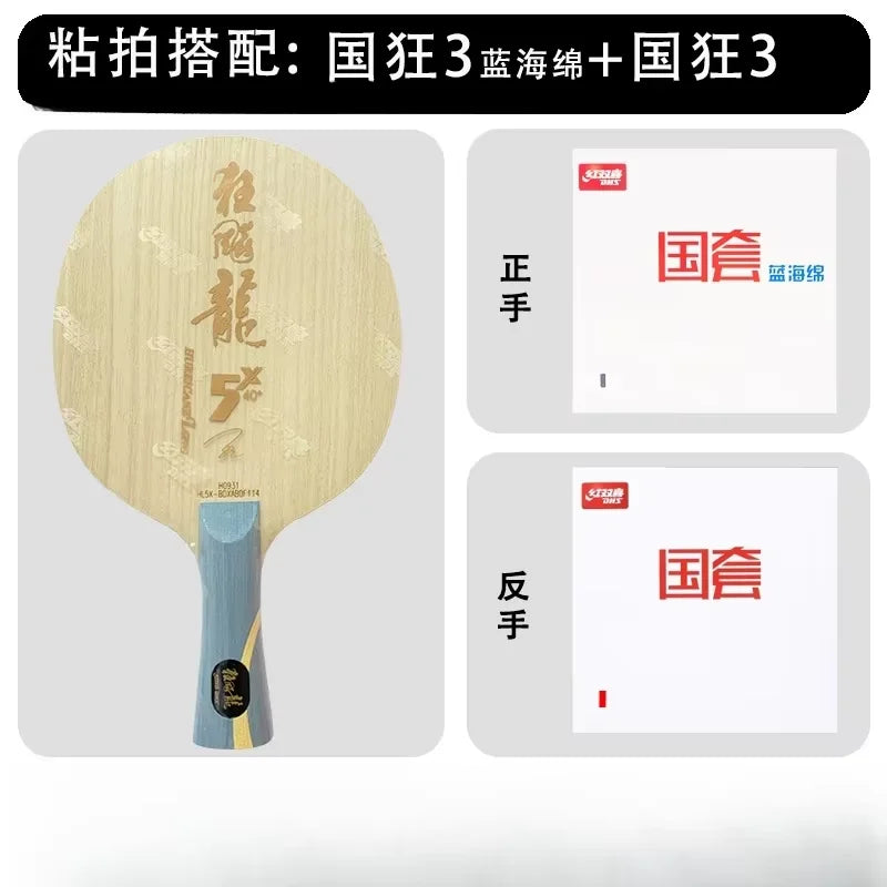 DHS Hurricane Long 5X Ma Long pro Table Tennis Blade with Inner Carbon Handle Offense Loop Ping Pong Blade Combo for Sports