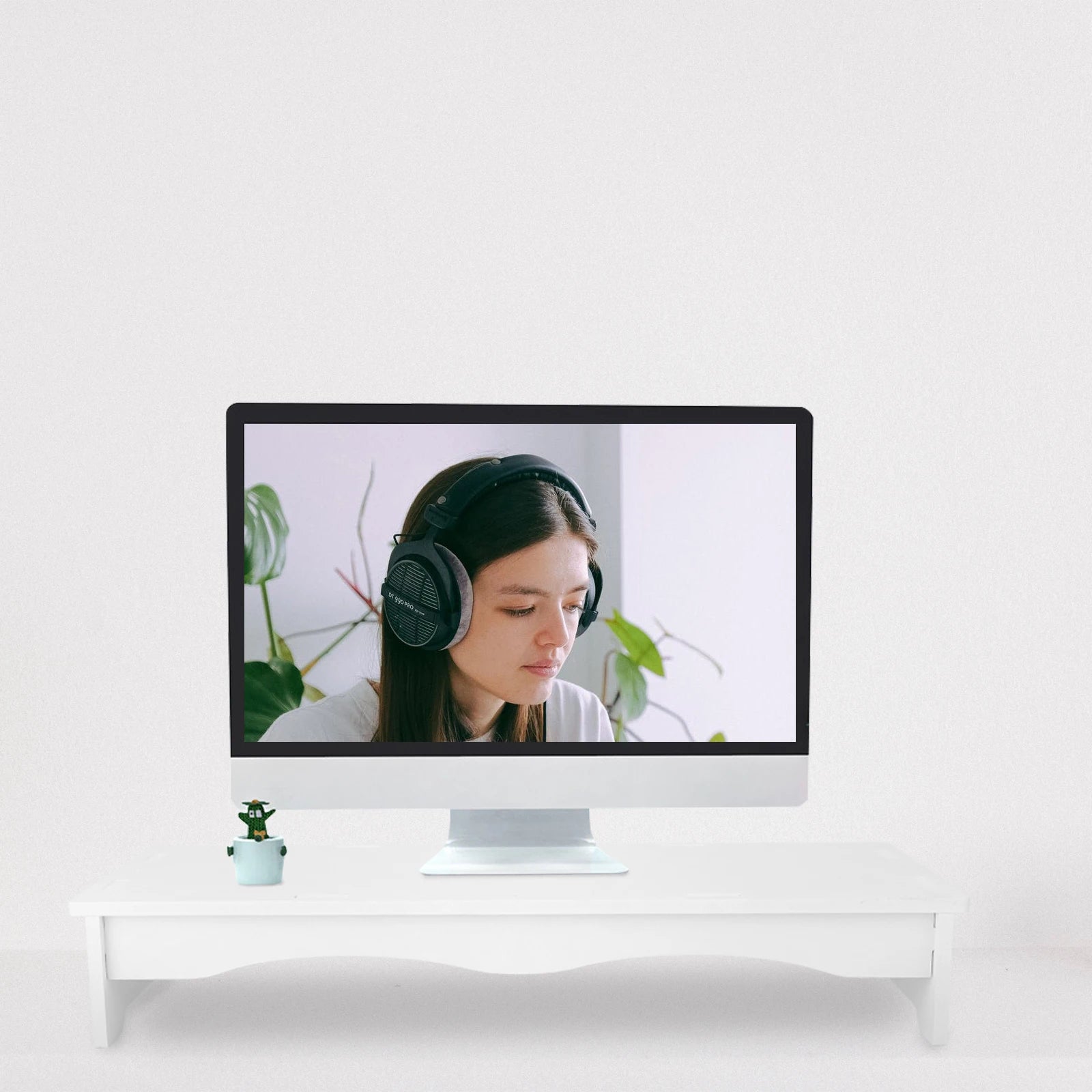 Plastic Monitor Stand Desktop Rack Computer Screen Elevated Shelf Heightening Bracket Durable Smooth Suitable Decor Styles Long