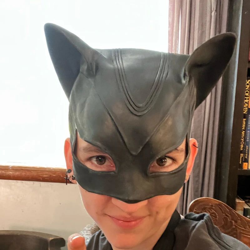 Sexy Cat Woman Selina Kyle Latex Mask Superhero Movie Cosplay Costume Halloween Party Masks