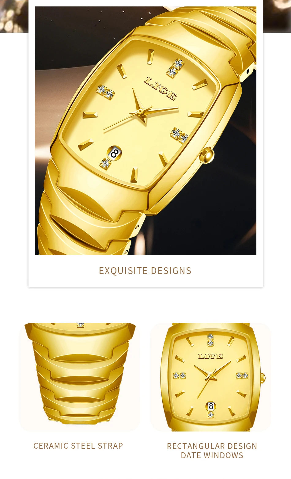 LIGE Fashion Luxury Woman Watch Simple Elegant Stainless Steel Casual Quartz Watches for Women Calendar Ladies Romantic Gift New
