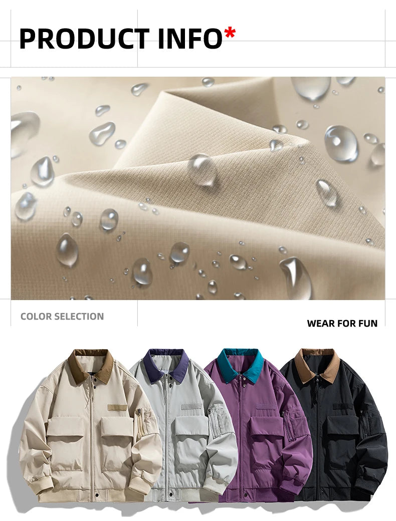 Men's Spring Casual Blazer Jacket Turn-Down Collar Stylish Versatile Office Wear Lightweight Coat Trendy Man Large Pocket Jacket