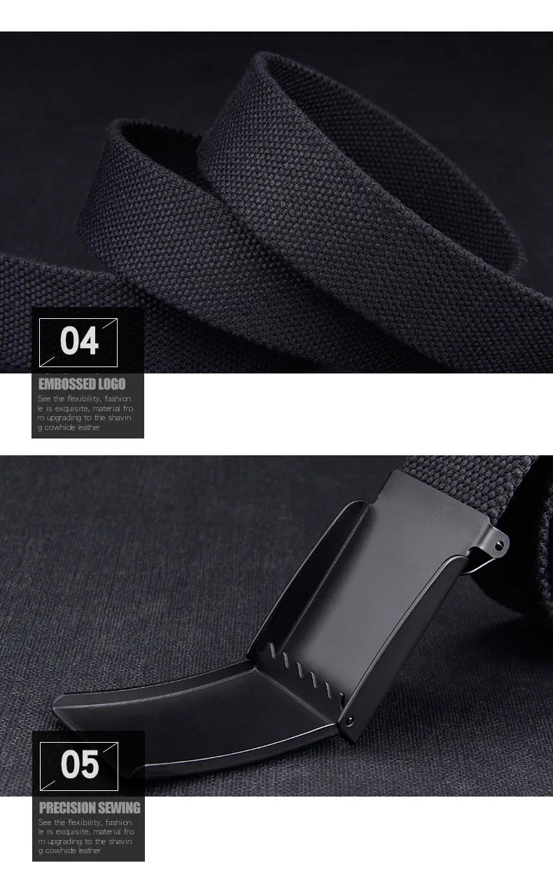 1/2pcs Canvas Nylon Belt Men Black Automatic Buckle Unisex Women Large Big Size Jeans Belts Plus LONG Extra Size 160 150 140cm