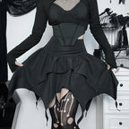 Summer Fashion Short Skirts New Sexy Women Gothic Punk Irregular Skirts Solid Color Drawstring Tie-Up Ruched Ruffles Mini Skirt