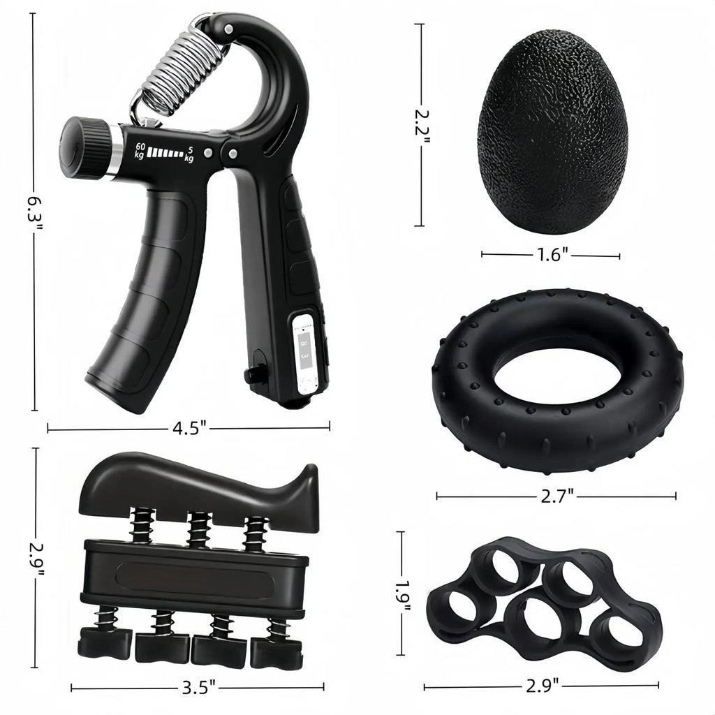Adjustable Hand Grip Strengthener with Counter, Finger Exerciser Stretcher, Forearm Workout Equipment, Grip Ring Stress Ball, Hand Rehabilitation Trainer, Hand Strength Training Kit