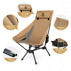 OneTigris Portable Tigerblade Camping Chairs Outdoor Folding Fishing Chair For Trekking BBQ Parties Gardening Beach Indoor Use