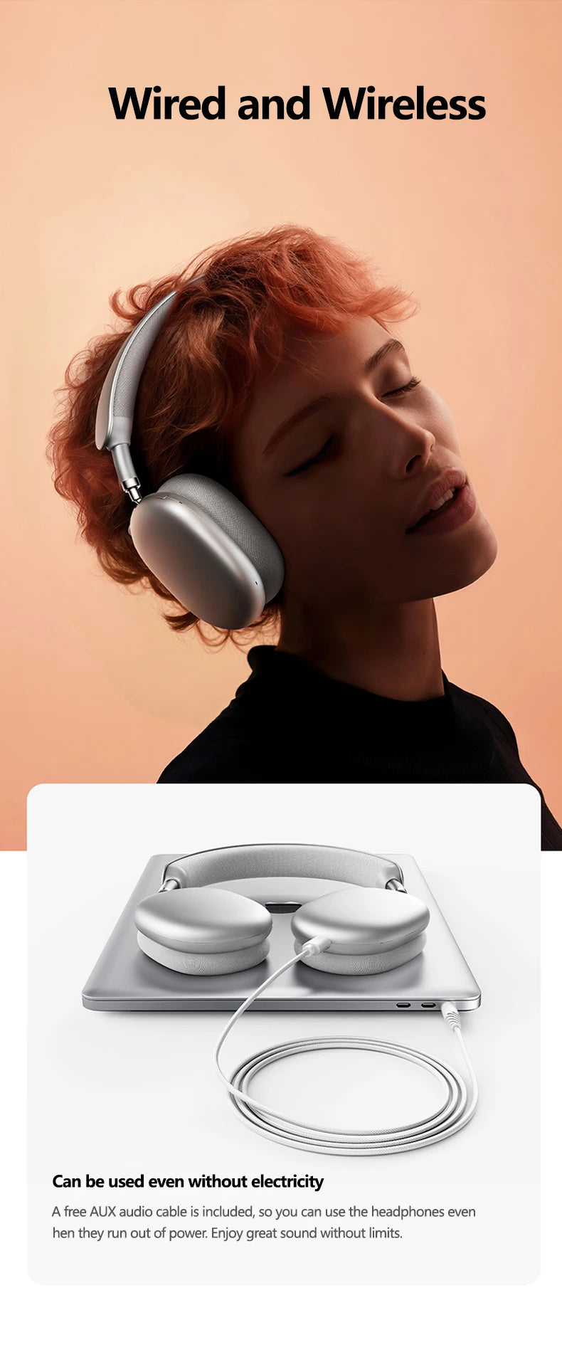 Picun F8MAX ANC Wireless Headphone 59dB Hybrid Active Noise Canceling Spatial Audio Earphone Bluetooth 6.0 Over Ear Headset 180H