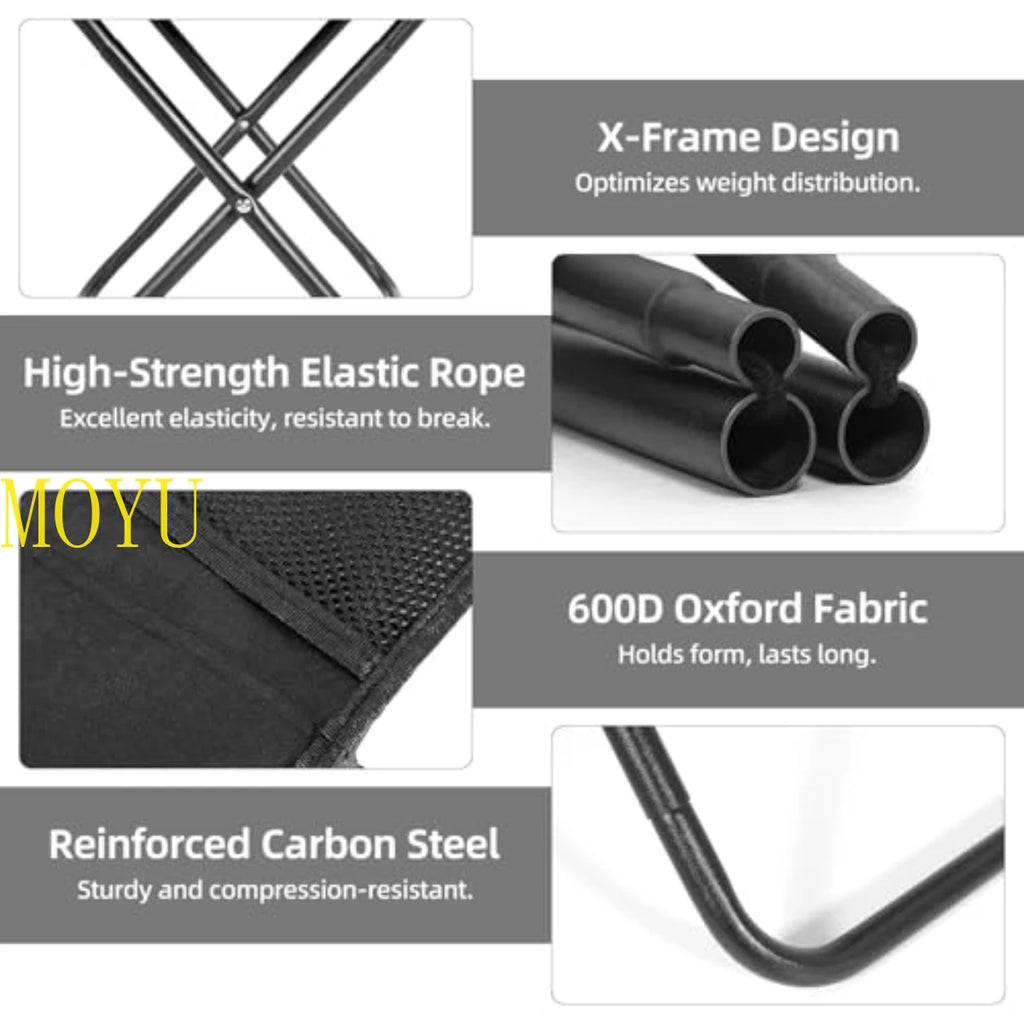 Portable Folding Fishing Chairs Lightweight Iron Alloy Frame Foldable Outdoor Camping Picnic Bench Handbag Compact Durable Stool