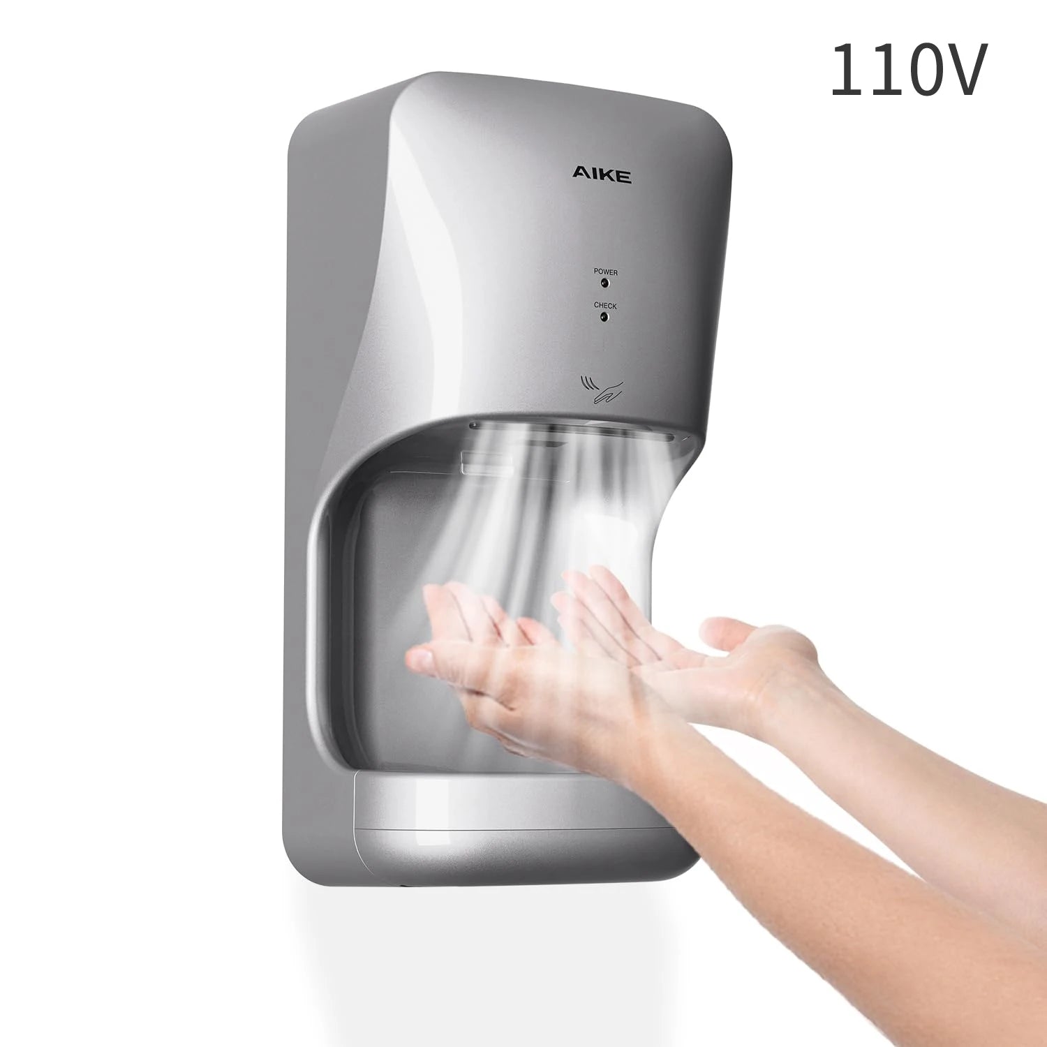AIKE Automatic Hands Dryer with Drip Tray Wall Mounted High Speed Drying Machine 10-15s Quick Dry Hands Model AK2632 1400-1650W
