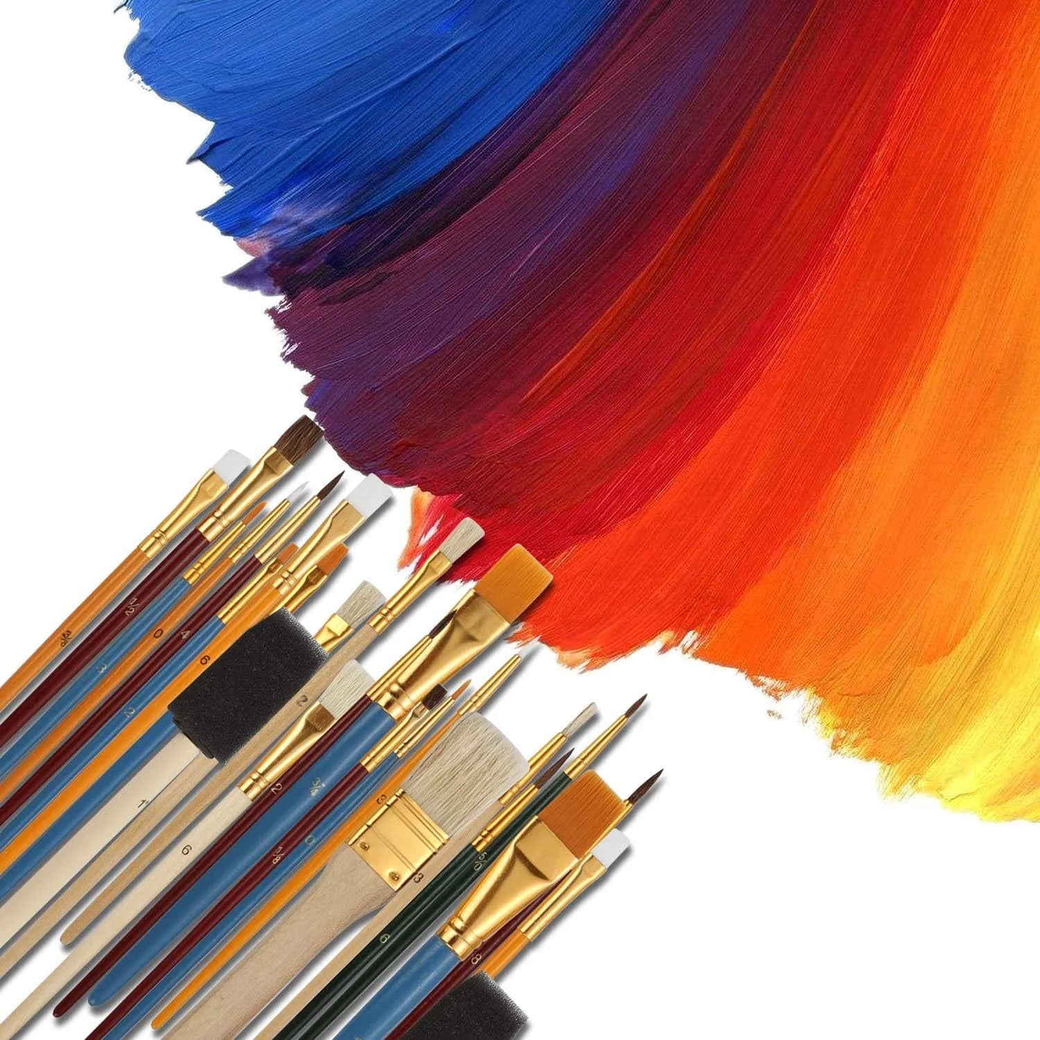 25 PCS All Purpose Paint Brush Set, Beginner, Paint, Craft, Multiple Mediums, Classroom - Assorted Paint Brushes Great