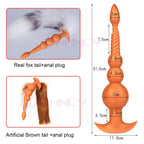 3-10cm Huge Anal Plug with Tail Sex Toys for Adult Games Couples DIY Cosplay Big Butt Plug Silicone Soft Long Anal Beads Women