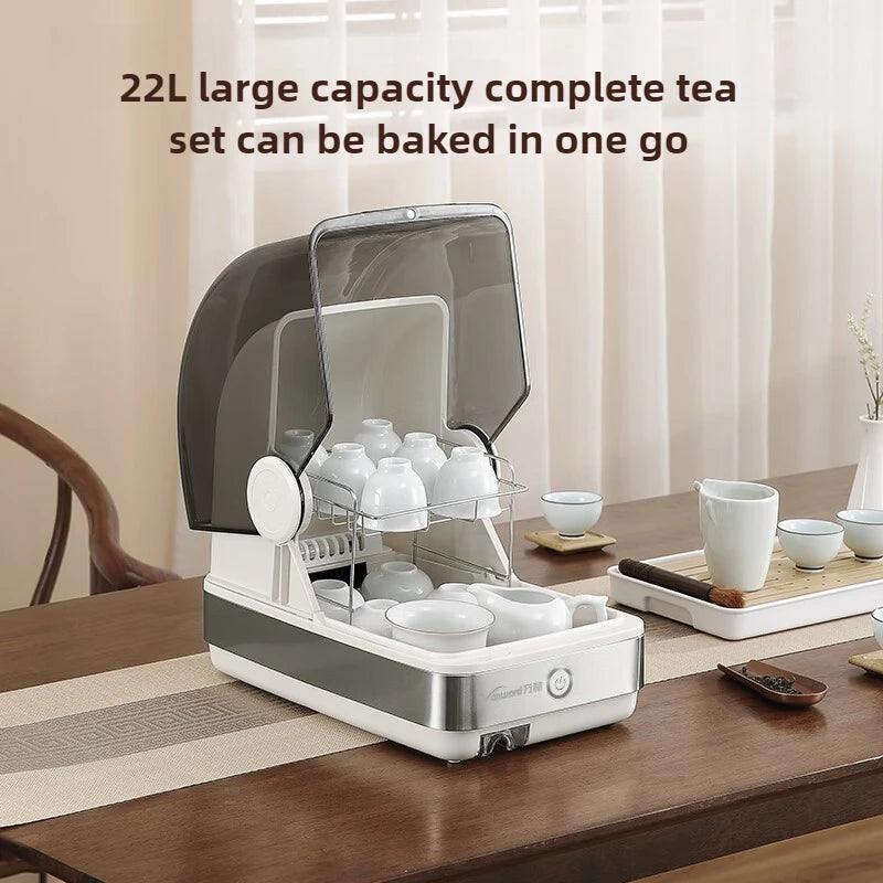 220V 22L Double-layer Compact Portable Sterilizer Machine for Home Kitchen Utensils Baby Bottles UV Sterilization and Drying