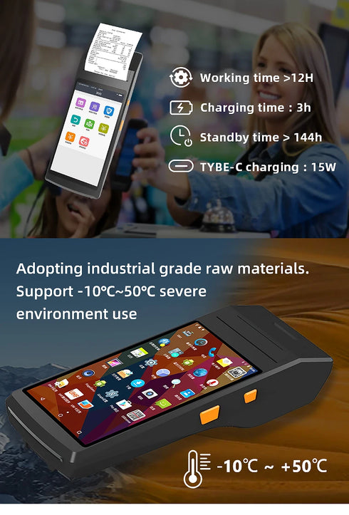 5.5 Inch Android 11 4+64G Rugged Mobile Computer PDAs for Parking Charging System Payment Terminal Handheld PDA