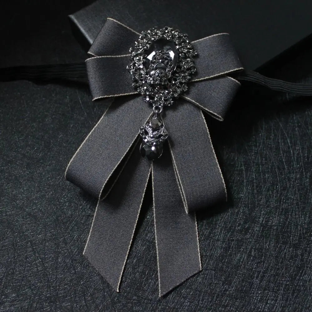 Fashion Ribbon Ribbon Bowtie Rhinestone Crystal Bow Tie Fabric Cloth Art Handmade Neck Tie For Men and Women