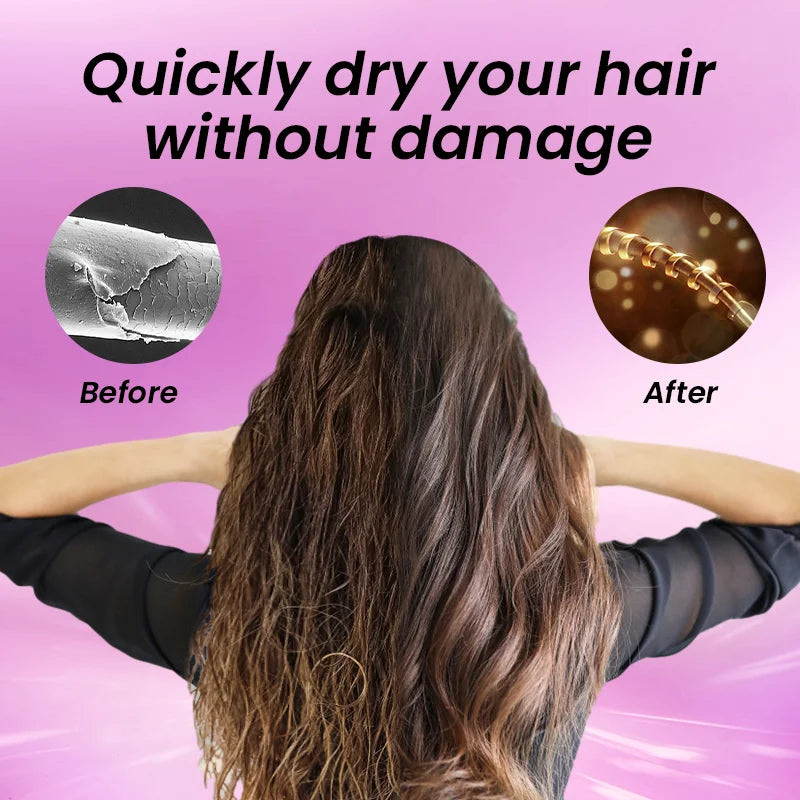 Professional Hand Blow Dryer Travel Home Use Powerful Ionic Barber Salon Equipment Hot Cold Wind Super Black One Step Hair Dryer