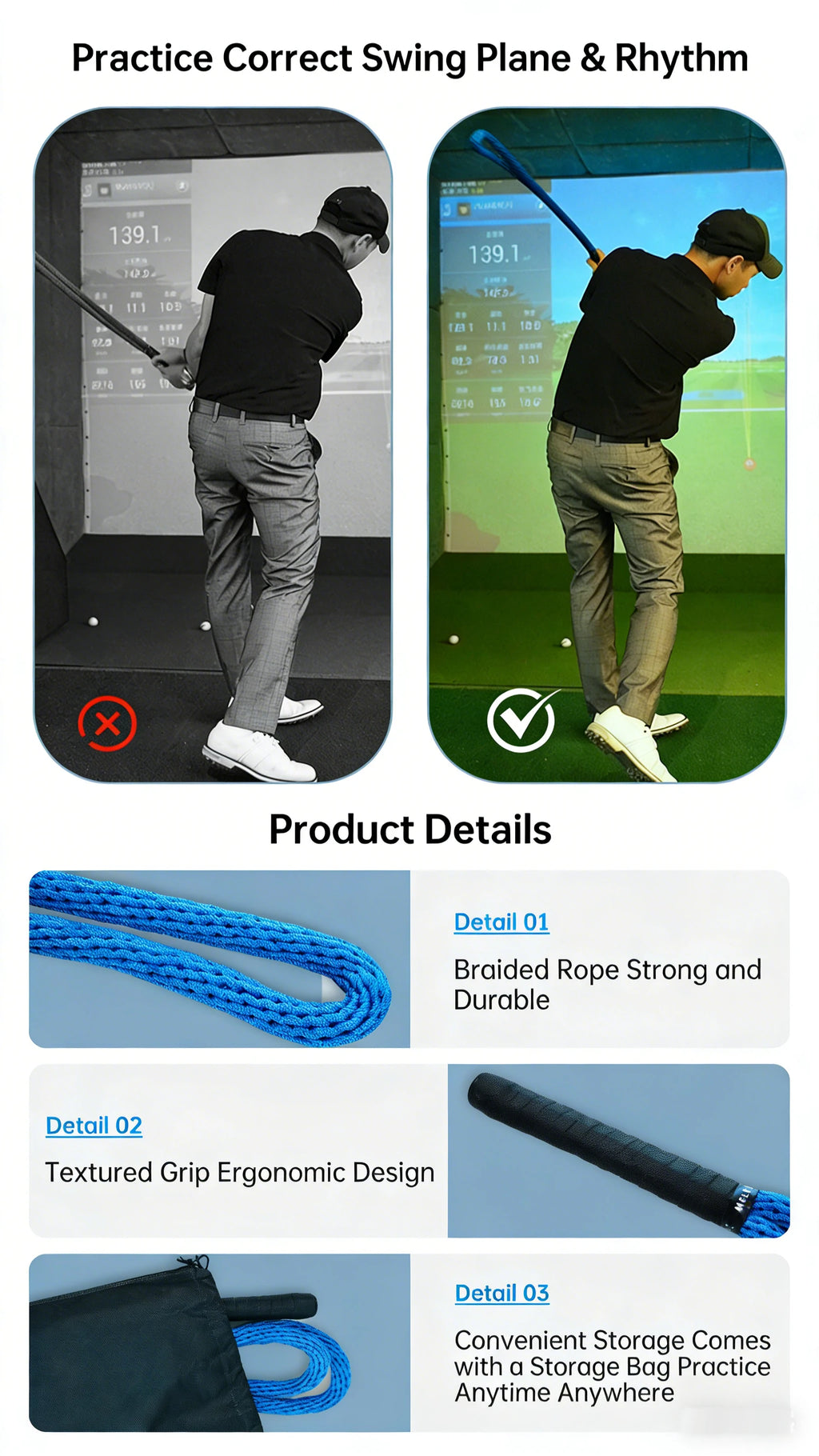 Advanced Golf Speed Rope Fitness Training Indoor and Outdoor Swing Practice Tool﻿﻿﻿﻿﻿﻿﻿﻿﻿﻿