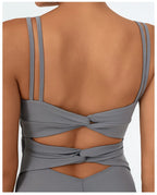 Greenora Women's Workout Romper Sexy Backless Yoga Jumpsuit Slim Fit Bodysuit Fitness Activewear Sleeveless Sportswear One Piece