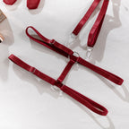 Sexy Hollow Out Bow Decor Lingerie Set Women Solid Exotic Apparel Suit Female Pure Desire Style Underwear with Garter and Gloves