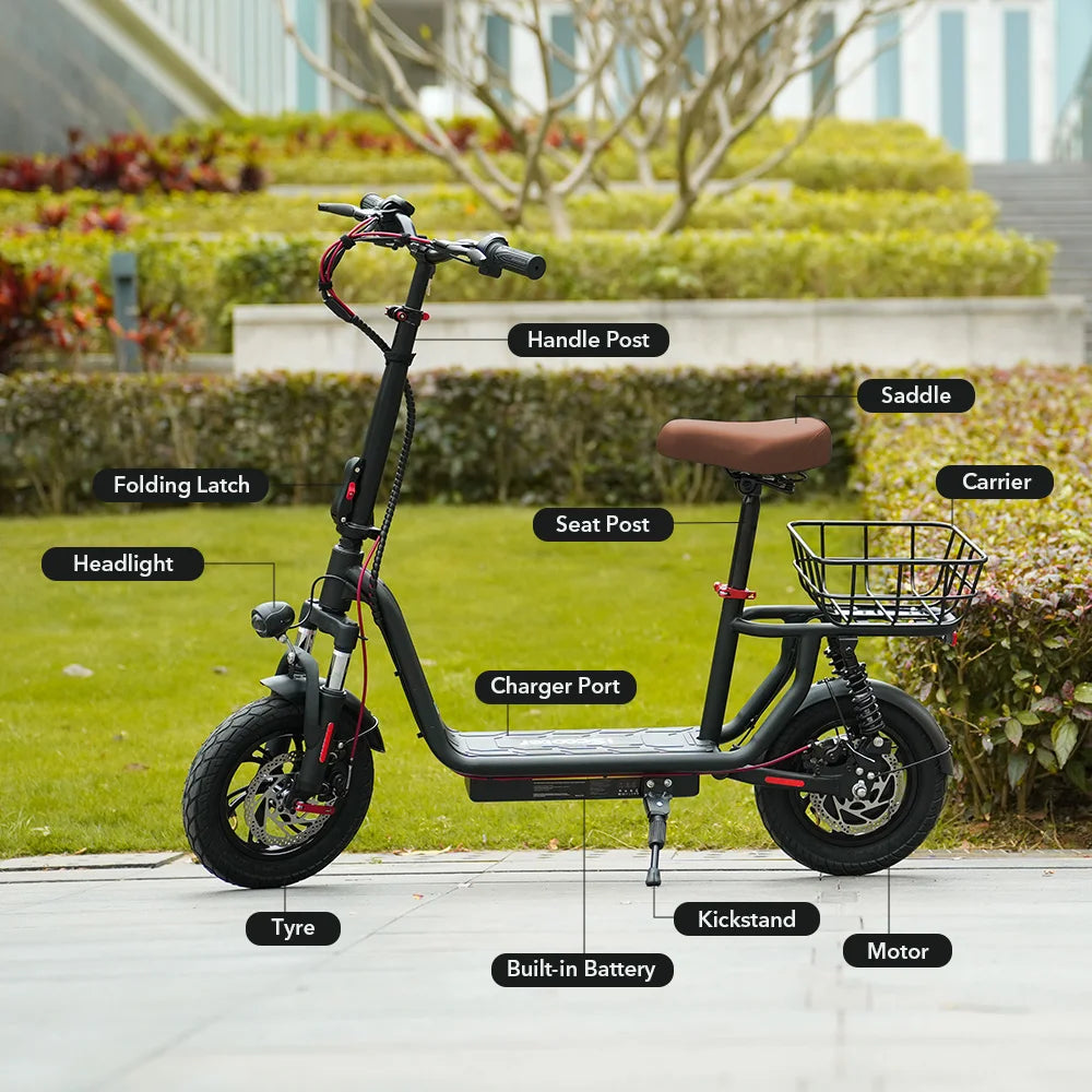 ISCOOTER i12 Adult Electric Scooter 500W Motor E- Scooter 36V7.5AH Battery Electric Scooter 12 Inch Road Tire Electric Scooter