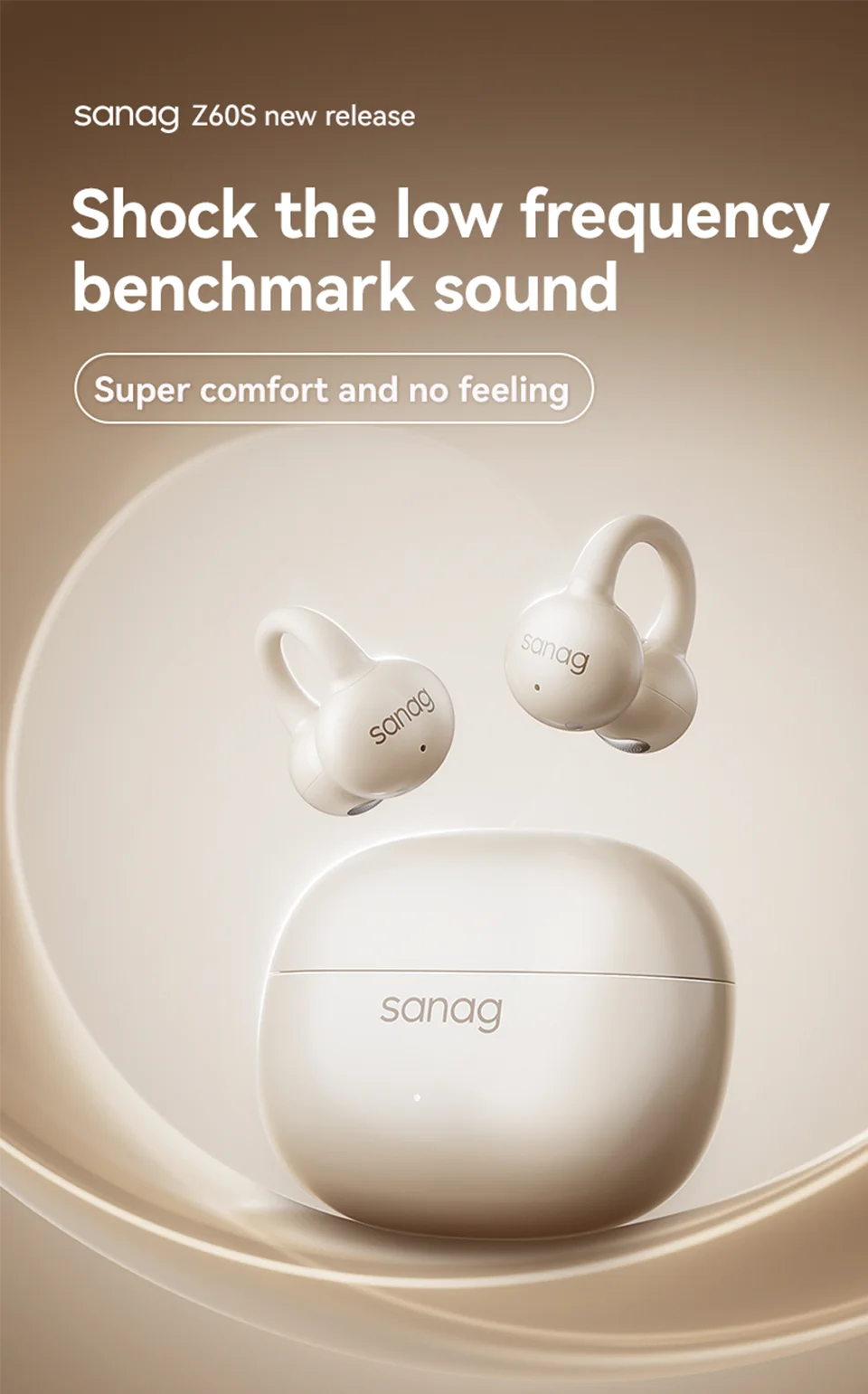 Sanag Z60S Ear Clip on OWS Earphones HiFi Sound Open Ear Earbud Audífonos Bluetooth Wireless Headphones Flash-sale Headsed