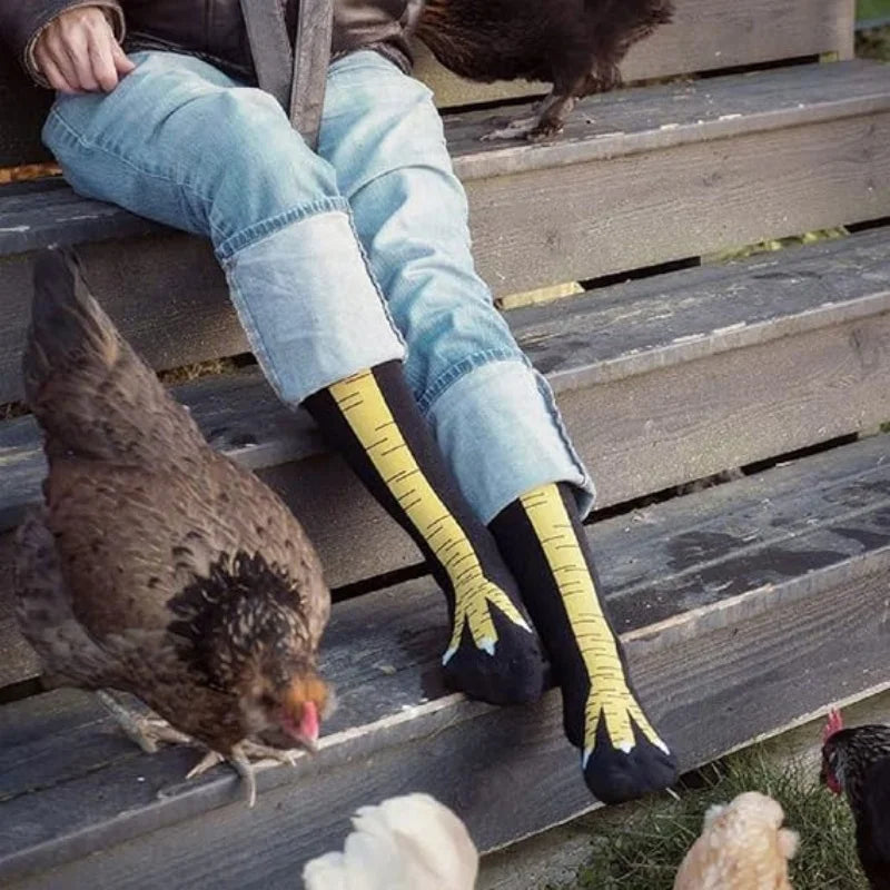 Funny Crazy Chicken Feet Socks Unisex - Novelty Knee-High Socks Funny Gift