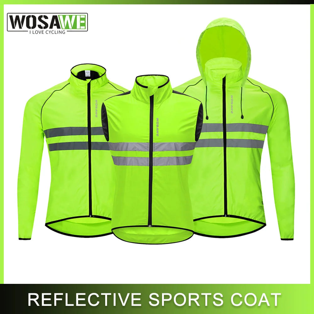 WOSAWE Cycling Windbreaker Men Packable Windproof Reflevtive Jacket Running Biking Hiking Riding Wind Coat MTB Bicycle Jersey Main image