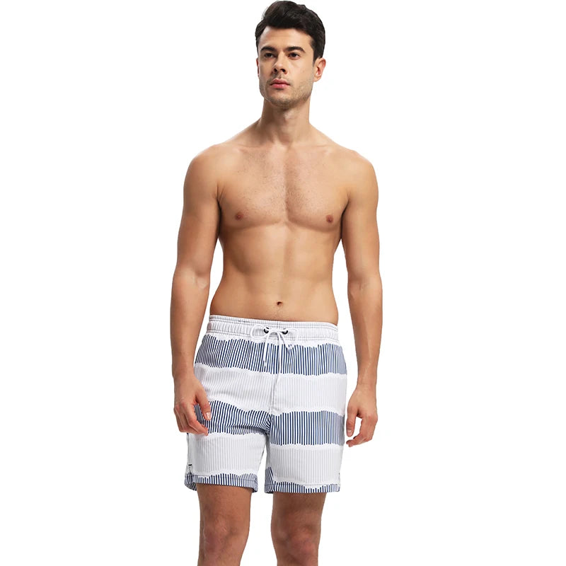 ESCATCH 2026 New Arrival Mens Swimming Trunks Compression Liner 2 in 1 Printing Quick-Dry Gym Sports Mens Shorts Zipper Pockets