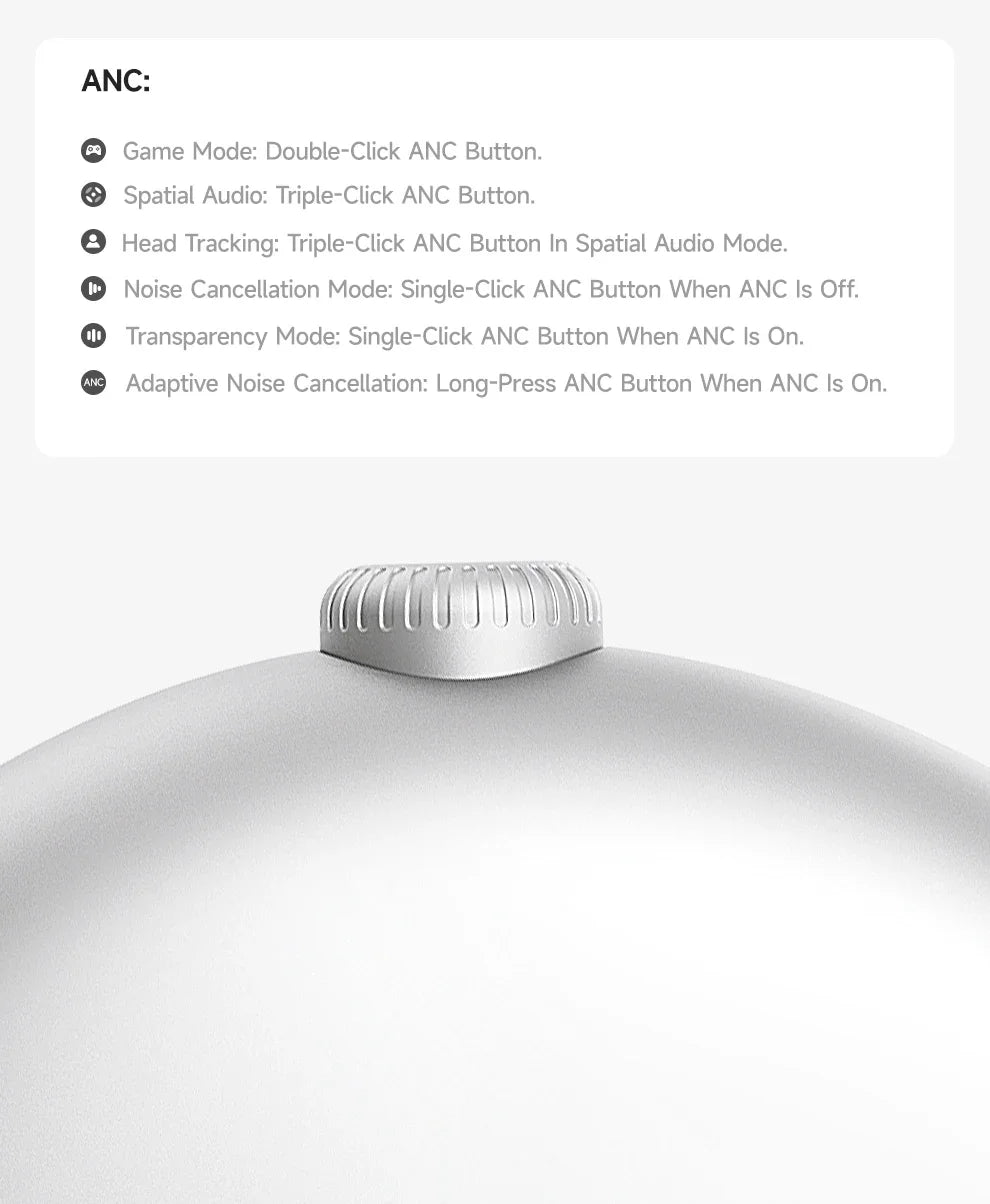 Picun F8MAX ANC Wireless Headphone 59dB Hybrid Active Noise Canceling Spatial Audio Earphone Bluetooth 6.0 Over Ear Headset 180H