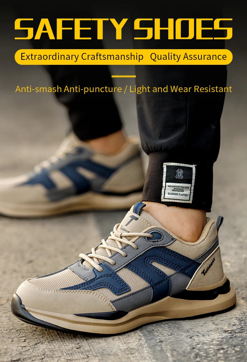 Safety Shoes Men With Steel Toe Cap Anti-smash Men Work Shoes Sneakers Light Puncture-Proof Indestructible Shoes Dropshipping