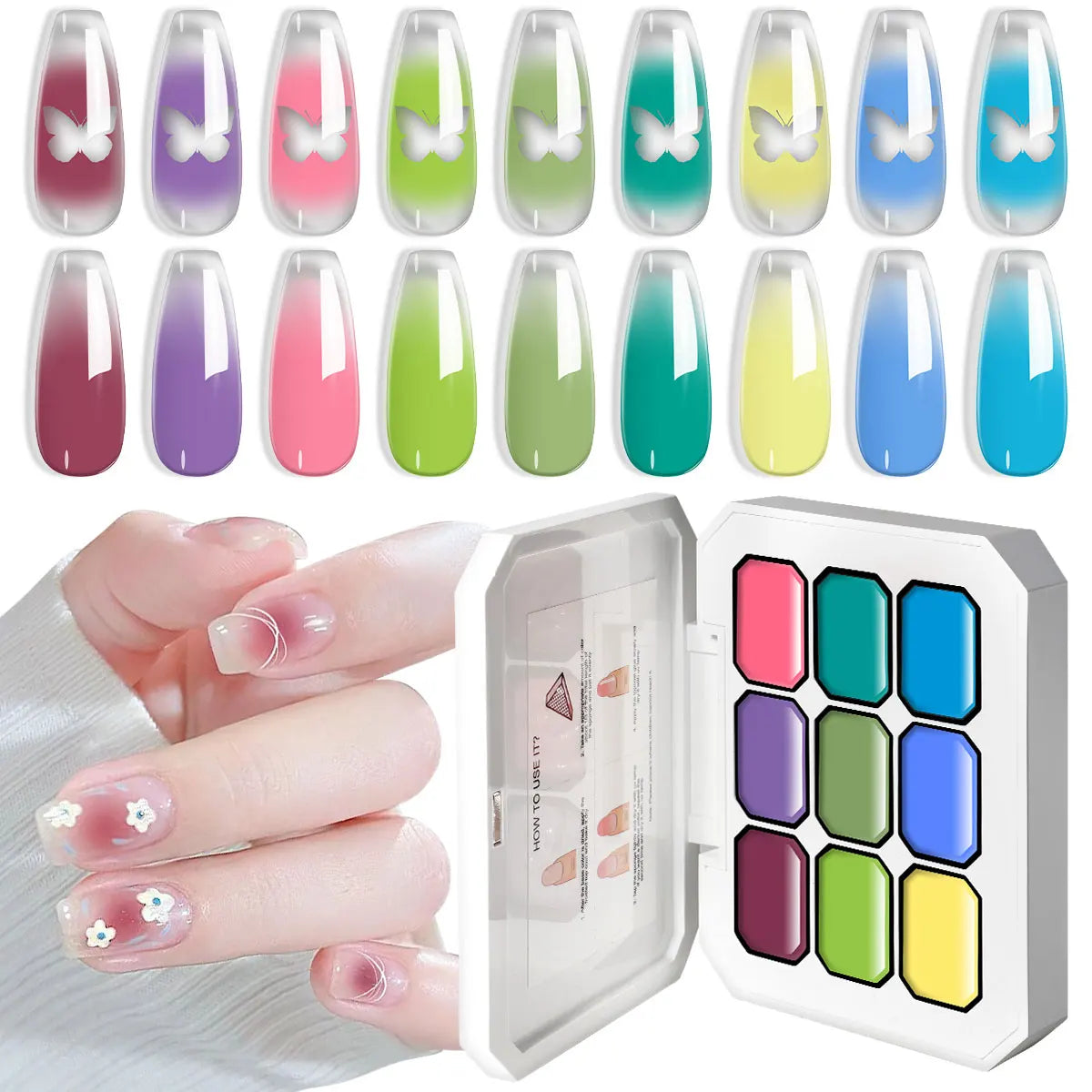 LIMEGIRL Gradient Gel Set Semi Permanent-High Glossy-Gradient-Colorful Nail Gel Polish Kit Soak Off Varnish for Nail Art Design