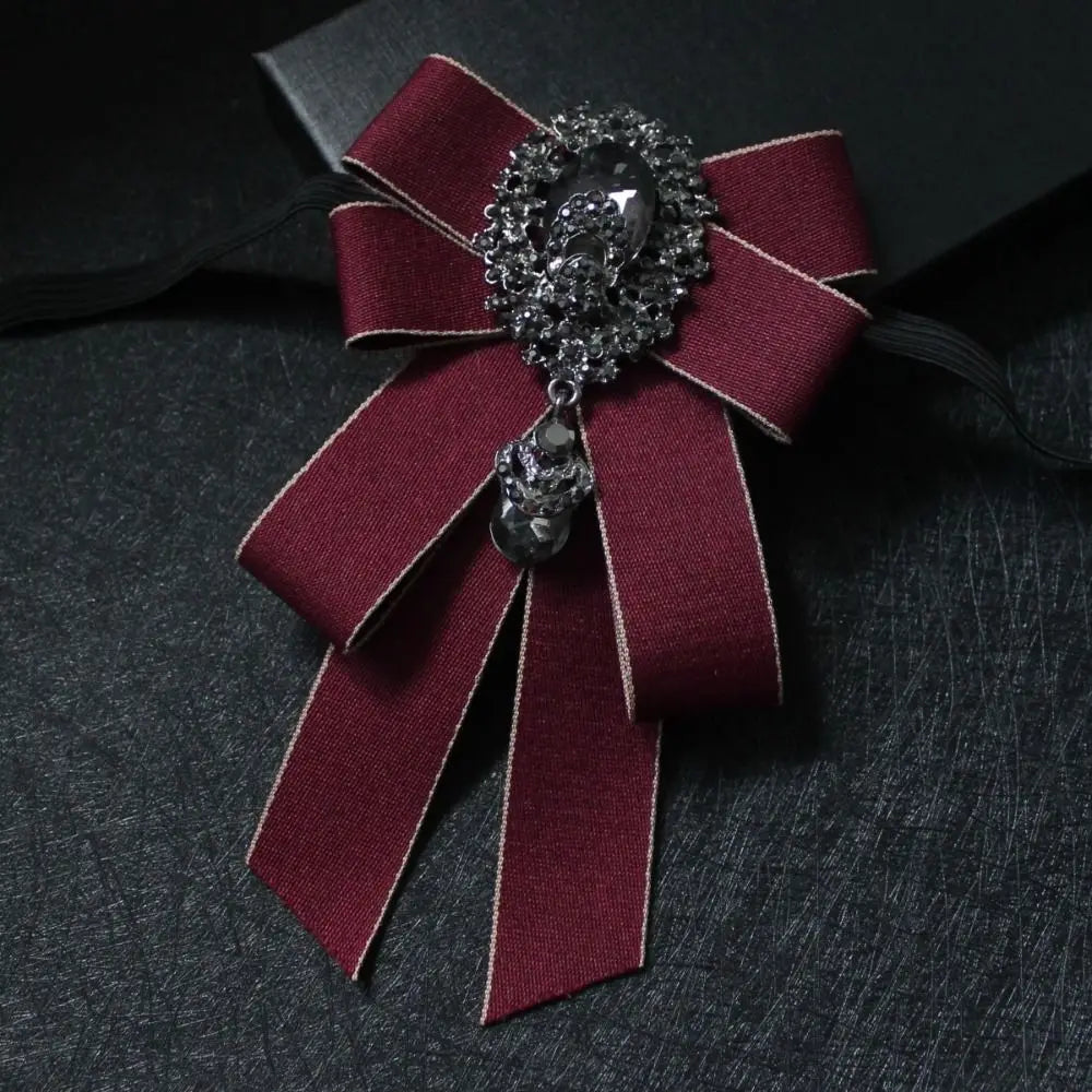 Luxury Ribbon Ribbon Bowtie Rhinestone Handmade Bow Tie Fabric Cloth Art Crystal Neck Tie For Men and Women