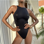 Push Up 2025 Sexy Women One Piece Swimsuit Female Swimwear Halter Biquini Belt Monokini Swimming Suit Bathing Suit Beachwear