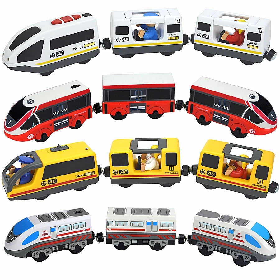 Locomotive Magnetic Car Electric Train Toys Fit All Brand Biro Wooden Diecast Slot Train Track Railway Educational Toys For Kids