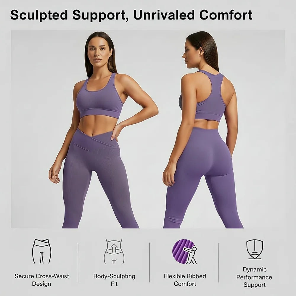 3 Piece Tracksuit Set - Jacket + Push Up Sports Bra + High Waist Leggings, Gym Workout Activewear Training, Yoga, Fitness Women Secondary image