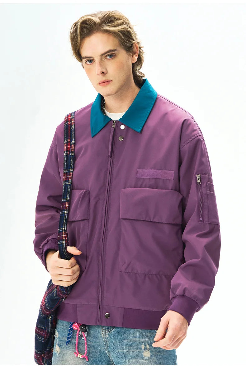 Men's Spring Casual Blazer Jacket Turn-Down Collar Stylish Versatile Office Wear Lightweight Coat Trendy Man Large Pocket Jacket