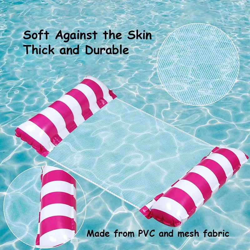 Summer Swim Inflatable Floating Water Mattresses Hammock Stripe Lounge Chairs Pool Water Sports Toys Floating Mat Pool Toys Kids