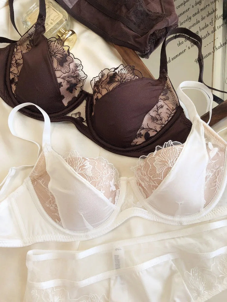YUQI French Retro Lace Lingerie Set -Push Up Minimizer Bra with Soft Underwire for Large Bust,Sexy Bralette & Panty Set,Hot Sale Secondary image