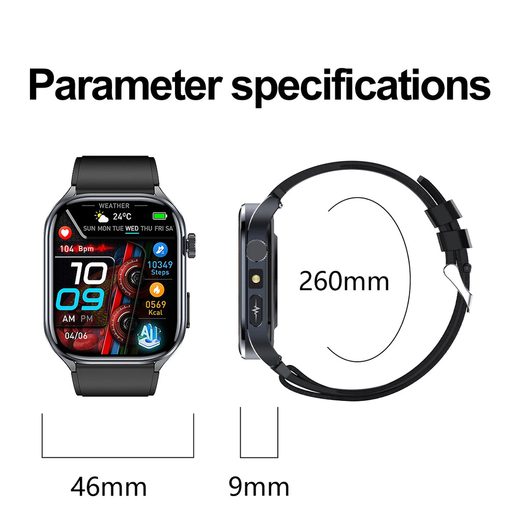 New Health Watch Uric Acid Blood Pressure Blood oxygen Body Analysis Body Fat SmartWatch ECG+PPG Bluetooth call Clock Women Men