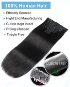 8Pcs Clip In Human Hair Extensions 100% Real Human Hair Clip in Natural Hair Extensions Straight Hair Pieces 14-26Inch Remy Hair