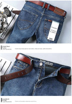 WTHINLEE Business Men's Jeans Casual Straight Stretch Fashion Classic Blue Work Denim Trousers Male Brand Clothing Size 28-40