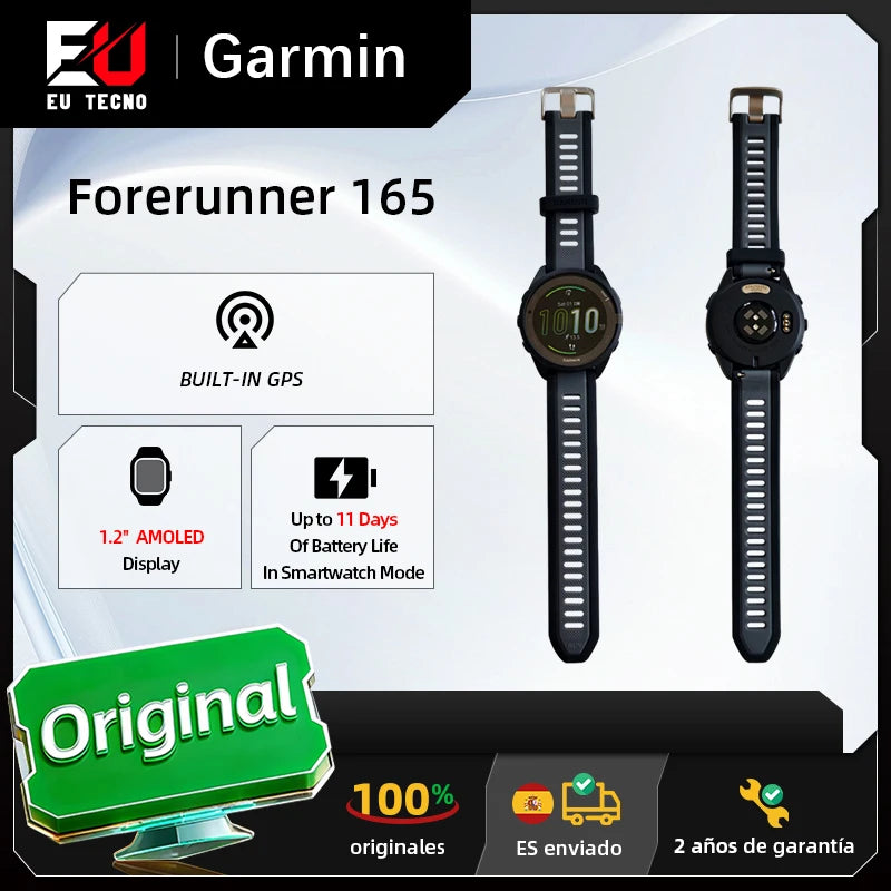 Garmin Forerunner 165 Smartwatch 1.2inches Colorful AMOLED Display GPS Metrics and Recovery Insights Monitoring Fitness Tracker Main image