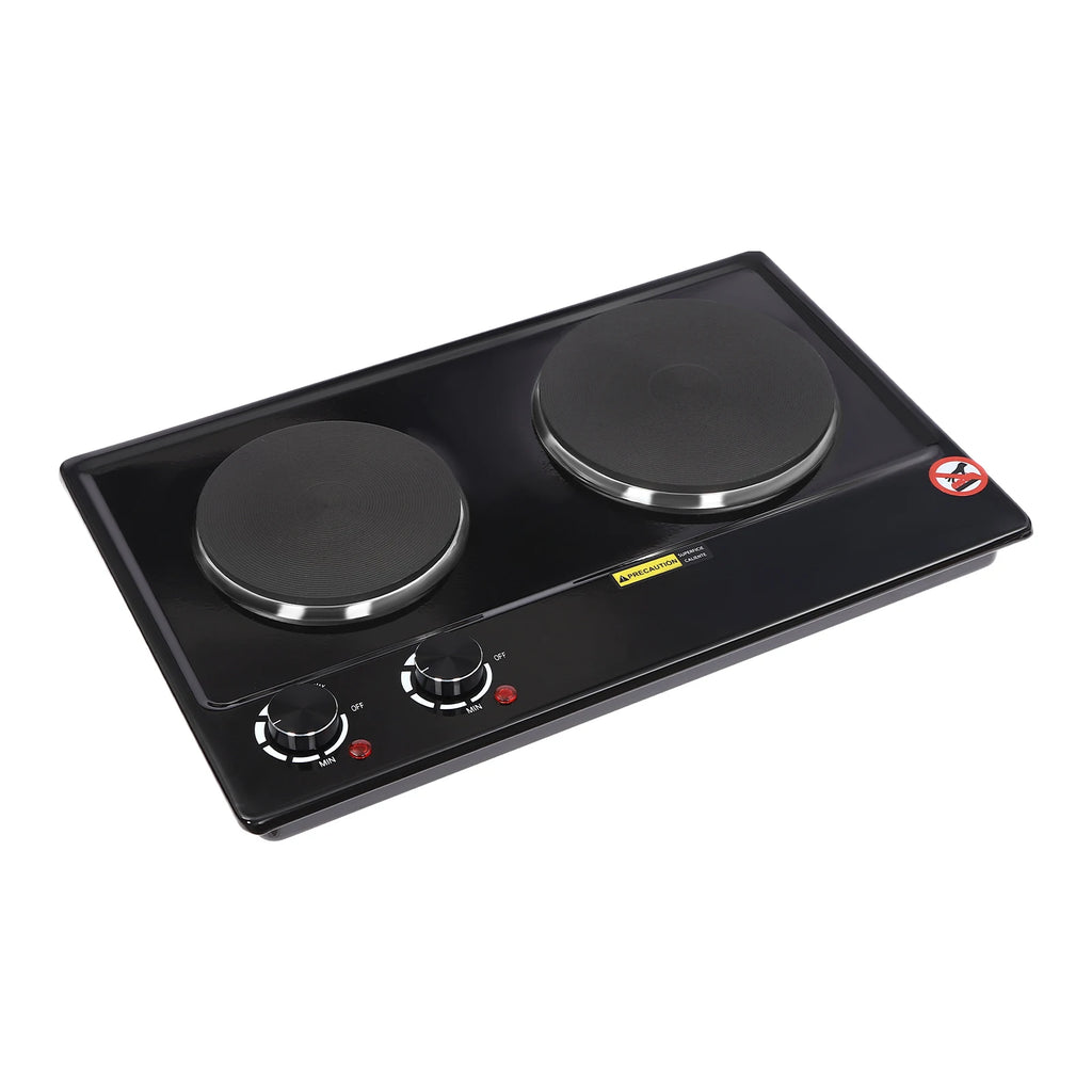 2500W Double-Burner Electric Stove Electric Hob Cooker with 2 Plate Adjustable Firepower 220-240V for Cooking Food