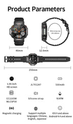 T-Rex 3 Ultra Military Grade GPS Smart Watch 10ATM Waterproof Compass Altimeter Barometric AMOLED Men HD Call Sports Smartwatch