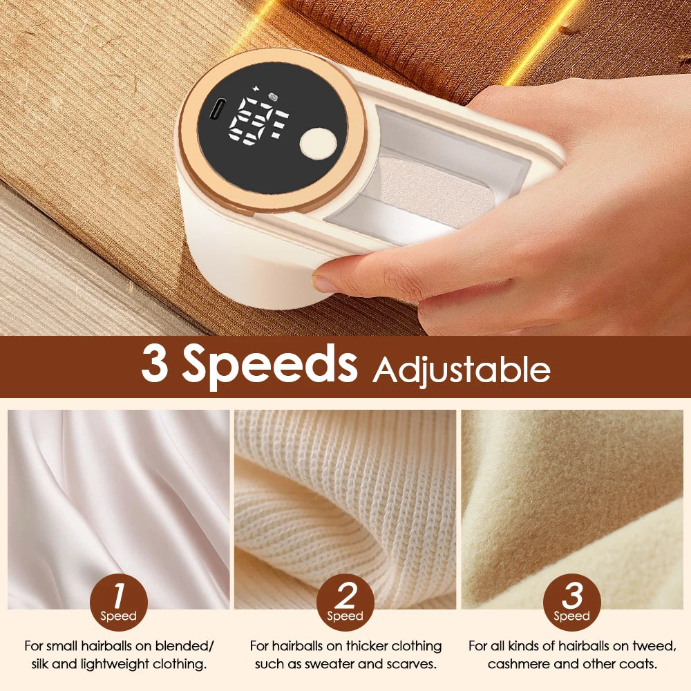   Lint Remover for Clothing 3 Speeds LED Digital Electric Pellet Fluff Remover  Rechargeable Fuzz Fabric Shaver Sweater Hair Secondary image