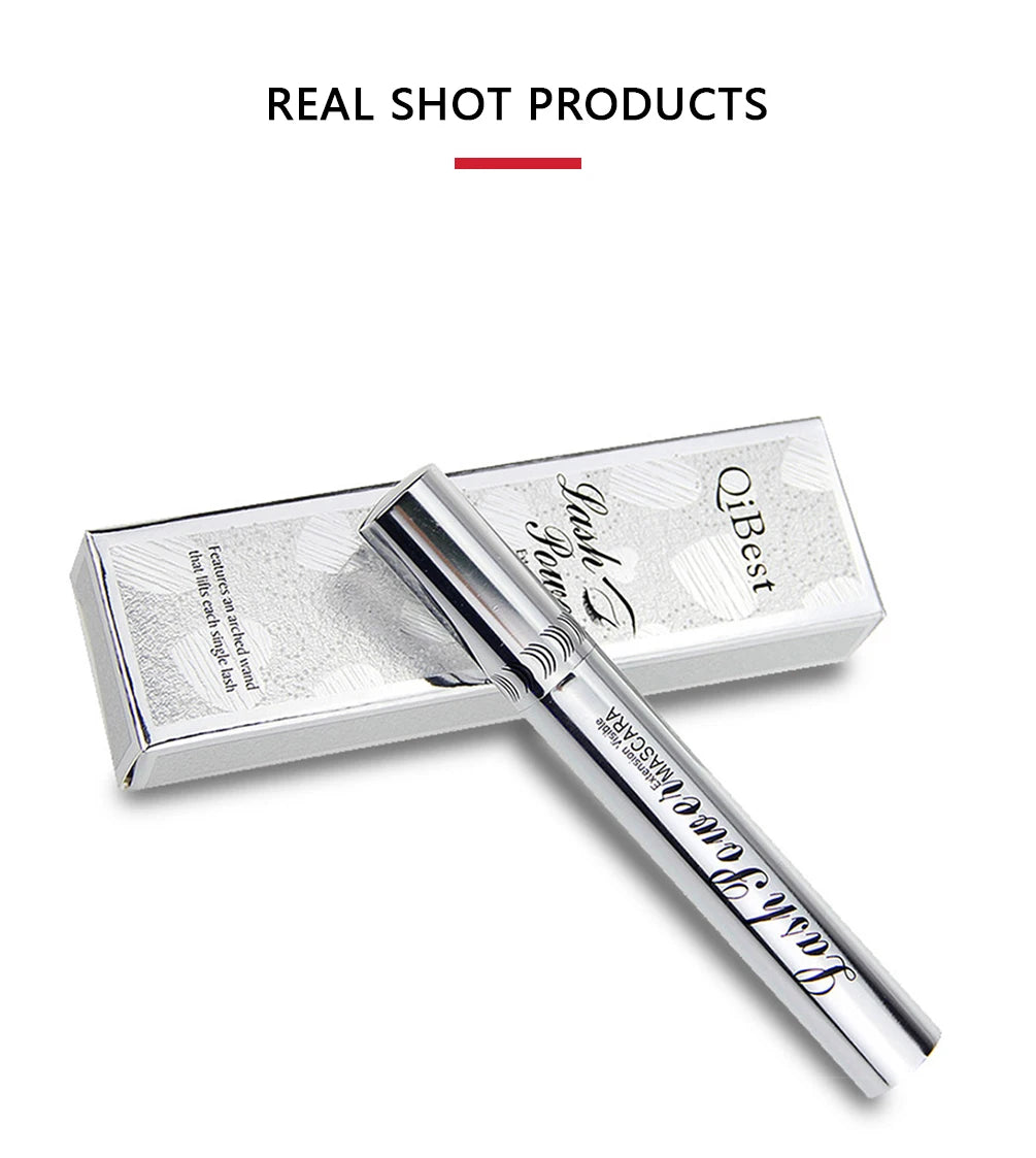 QIBEST 4D Black Mascara Waterproof Lengthening Curling Eye Lashes Rimel Mascara Silk Fiber Women Mascara Extra Volume 5g Makeup