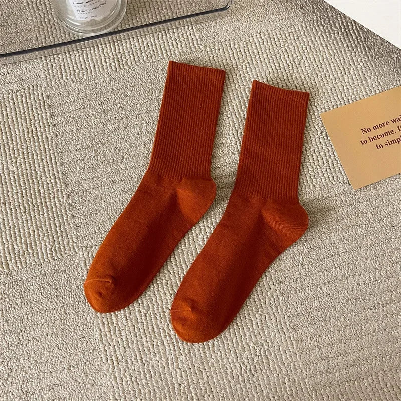33 Colors Summer Cotton Soft Socks Happy Colorful Women's Mid-tube Stocking Fashion Trend Red Green Ankle Sox Autumn Hosiery