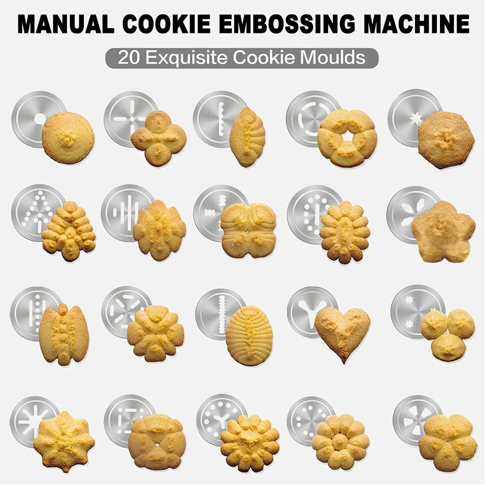 Cookie Press Gun Kit  Aluminum Cookie Churros Maker Christmas Spritz Cookie Press Gun 10/20 Cookie Discs and 4 Icing Nozzles