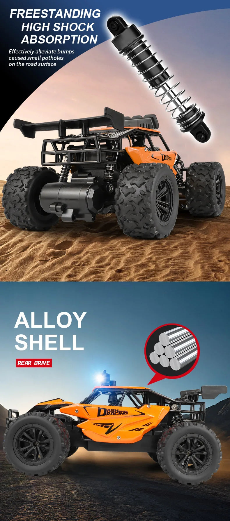 Oike RC Car 1:16 Model With LED Lights Radio Off-road Remote Control Climbing Vehicle Outdoor Cars Drift Race Toys Boys Gifts